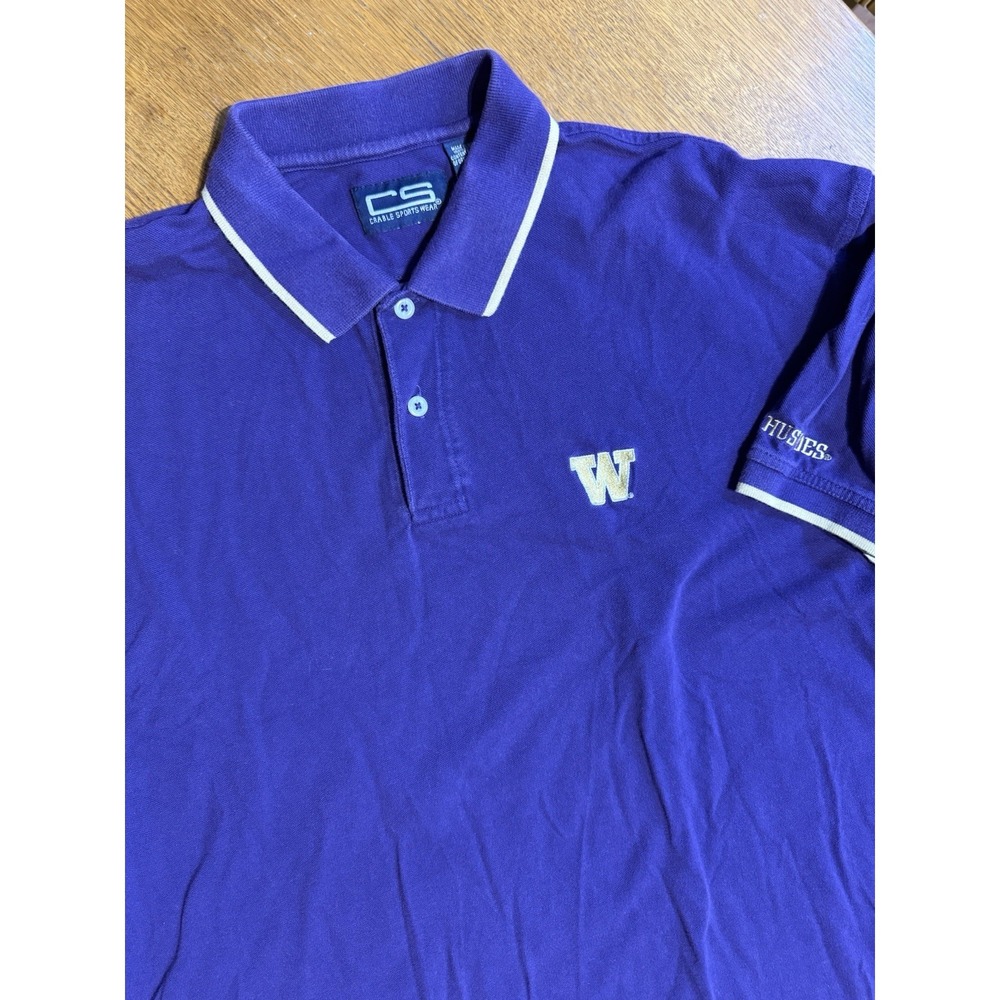 VTG Washington Huskies Polo Shirt Mens XL Purple Crable Sportswear Embroidered